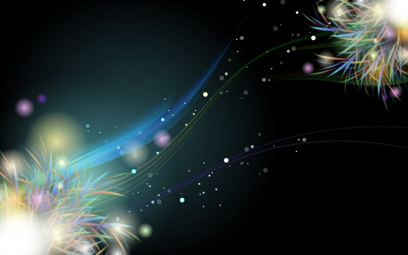 Colorful Light Streaks — Black, Dynamic, Night, Digital Art