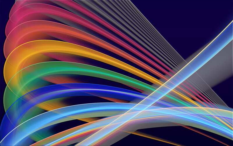 Colorful Light Streaks — Blue, Dynamic, Abstract, Curved Lines, Dark Background