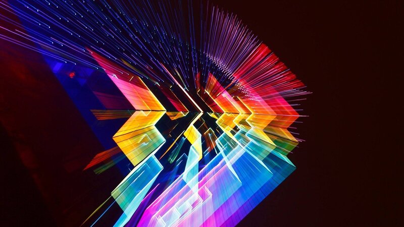 Colorful Light Streaks — Blue, Dynamic, Night, Abstract, Light Trails, Geometric Shapes