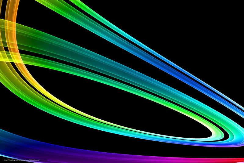 Colorful Light Streaks — Green, Dynamic, Abstract, Curved Lines, Black Background