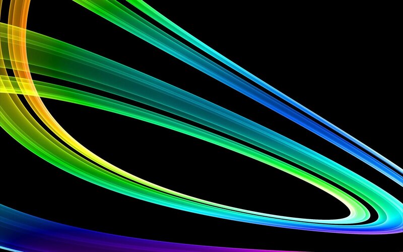 Colorful Light Streaks — Green, Dynamic, Abstract, Curved Lines