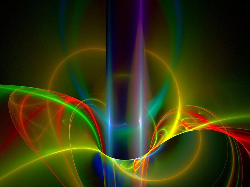 Colorful Light Streaks — Green, Dynamic, Abstract, Curves, Lines, Red, Yellow