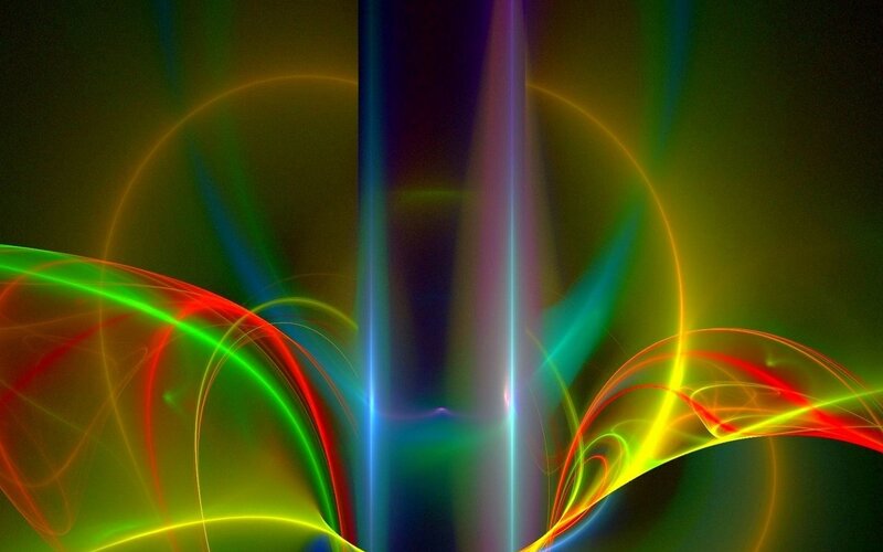 Colorful Light Streaks — Green, Dynamic, Abstract, Light Beams, Curves