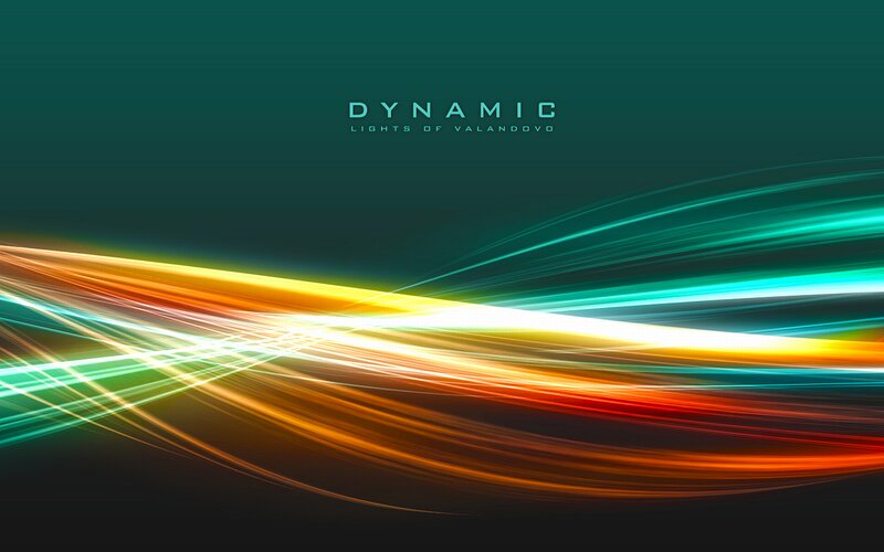 Colorful Light Streaks — Green, Dynamic, Abstract, Light Trails, Text