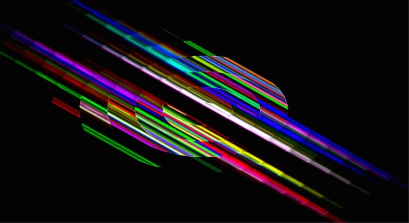 Colorful Light Streaks — Green, Dynamic, Abstract, Lines, Black Background