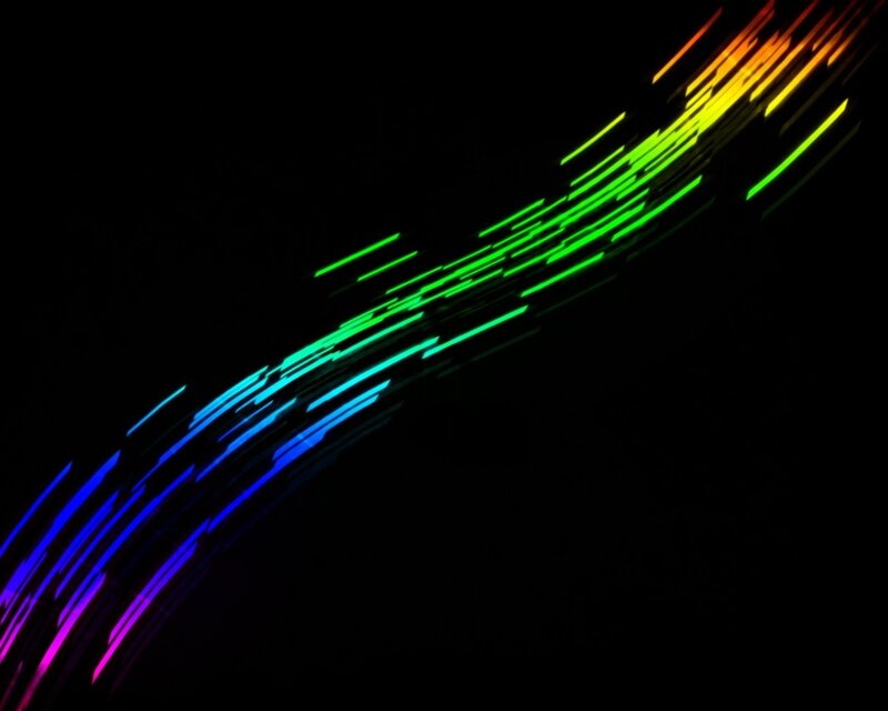 Colorful Light Streaks — Green, Dynamic, Night, Abstract, Light Trails
