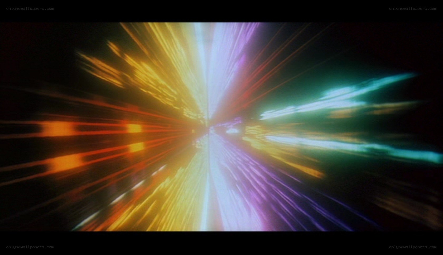 colorful light streaks in space