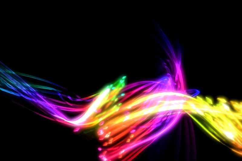 Colorful light streaks on black