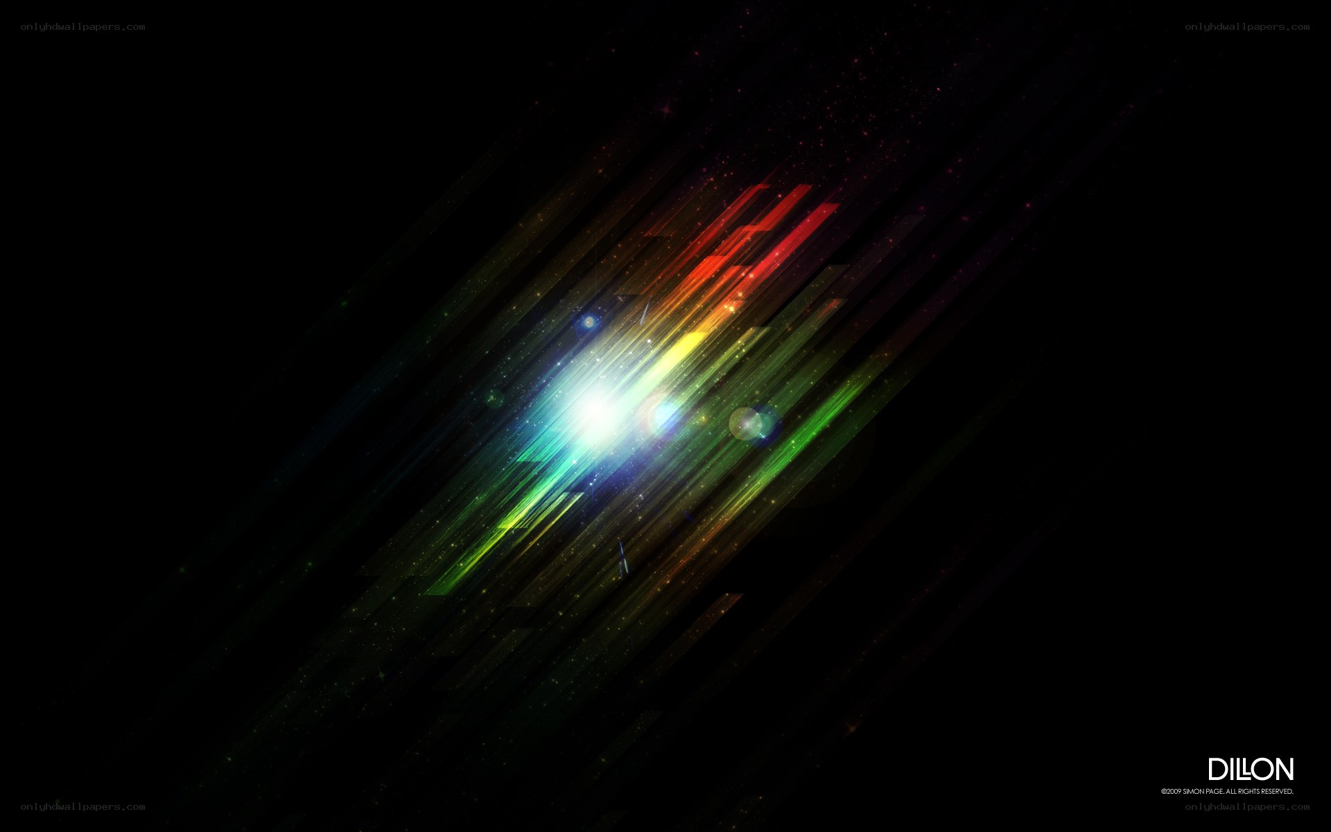 colorful light streaks on black