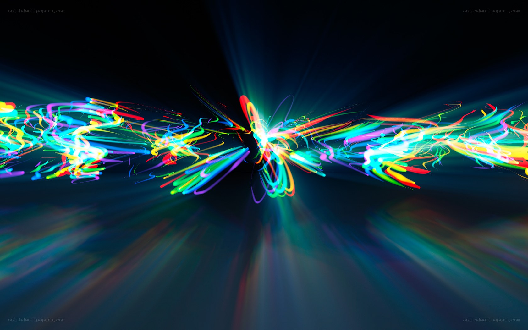 Colorful light streaks on black