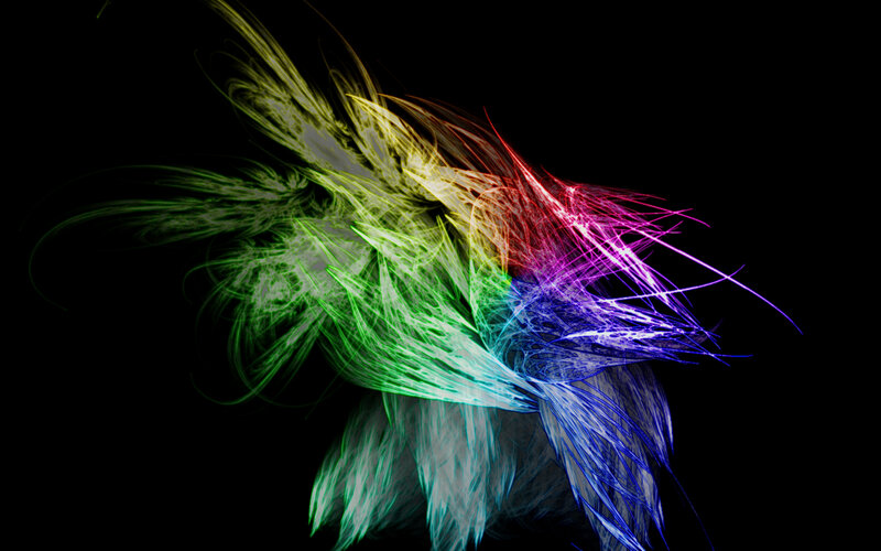 colorful light streaks on black