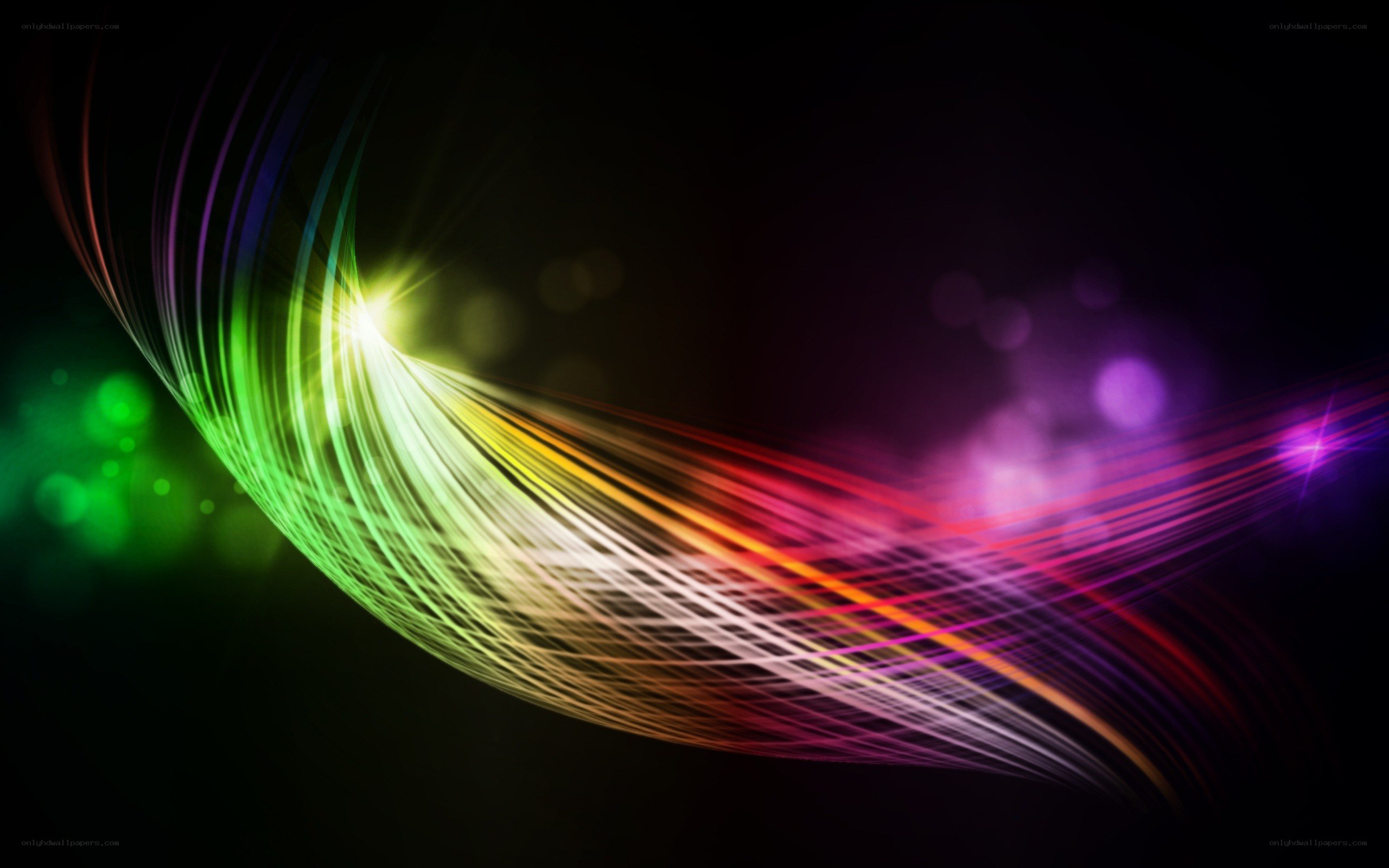 colorful light streaks on black