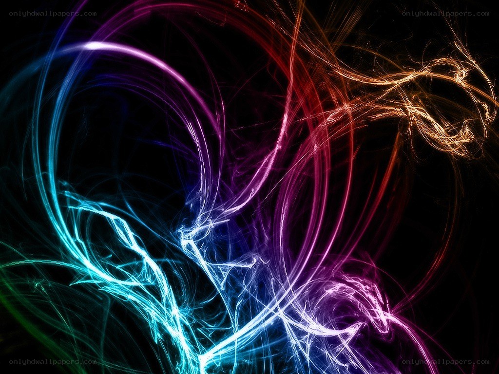 Colorful light streaks on black