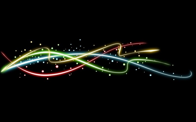 colorful light streaks on black