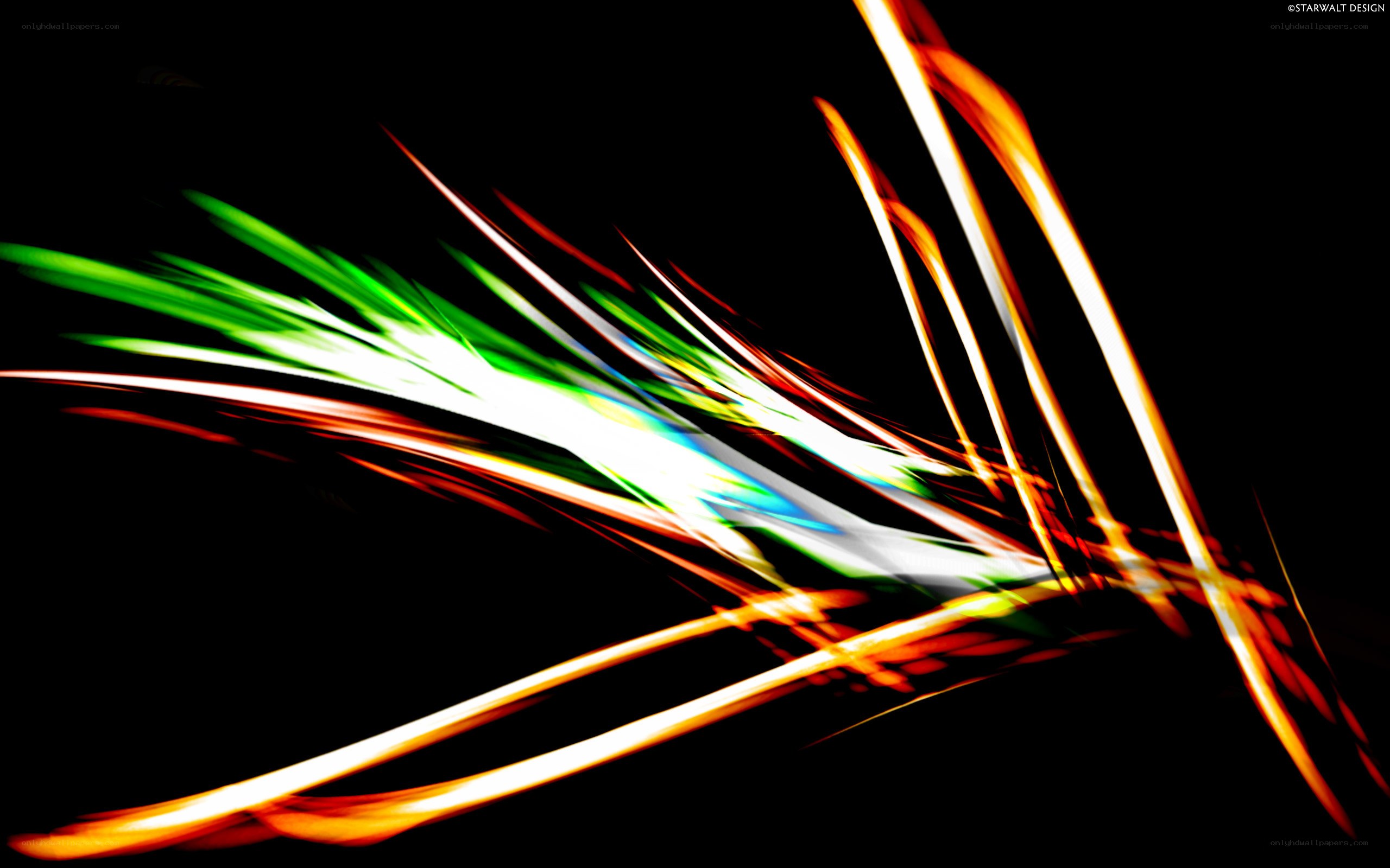 Colorful light streaks on black