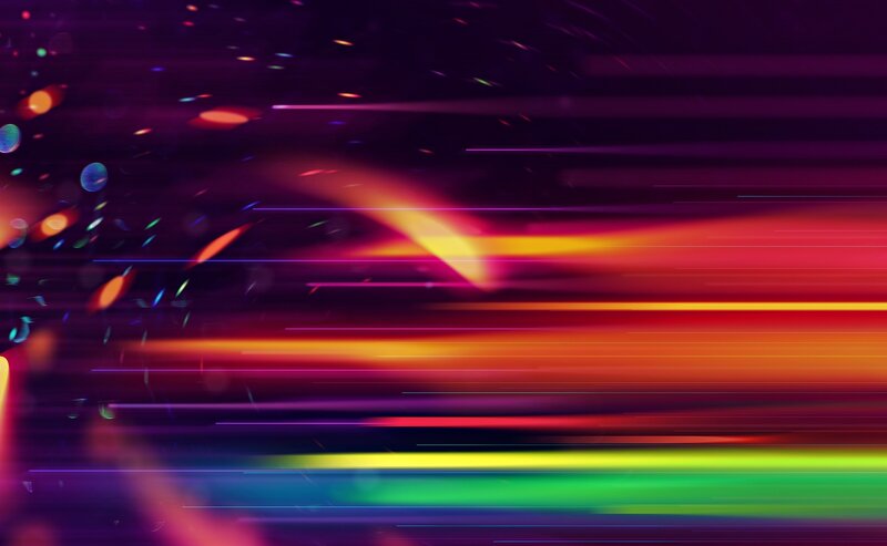 Colorful Light Streaks — Purple, Dynamic, Abstract, Light Trails, Particles