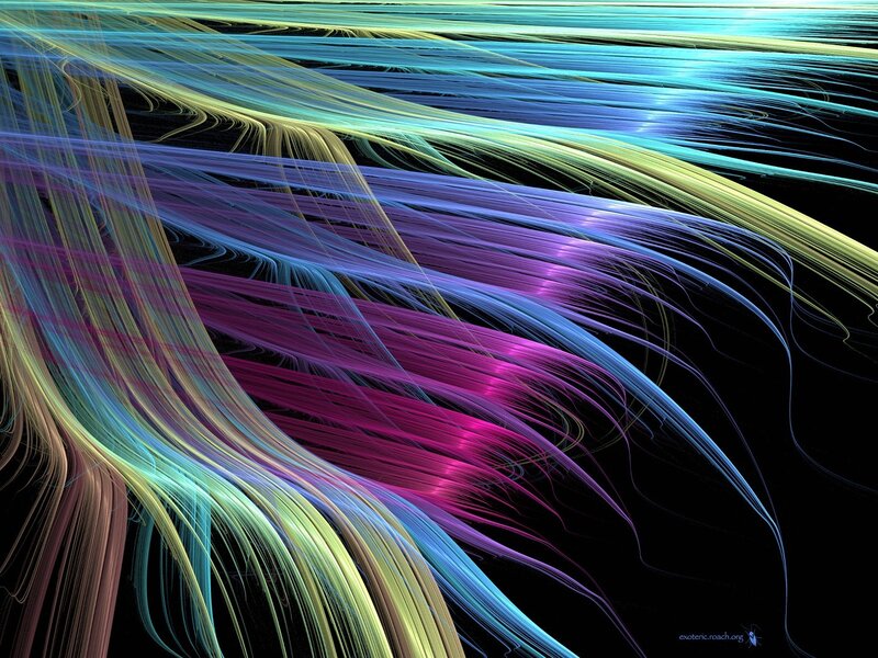 Colorful Light Streaks — Purple, Dynamic, Abstract, Lines, Black Background, Blue