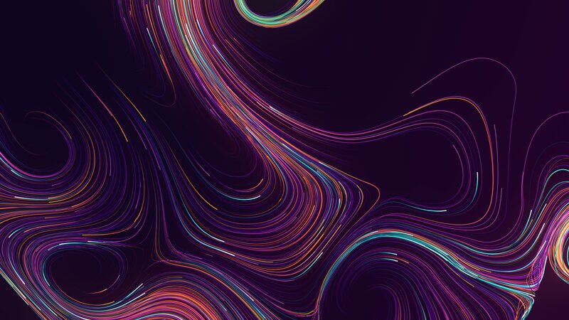 Colorful Light Streaks — Purple, Dynamic, Abstract, Lines, Curves, Dark Background