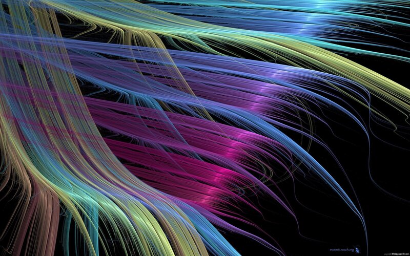 Colorful Light Streaks — Purple, Dynamic, Abstract, Lines, Dark Background