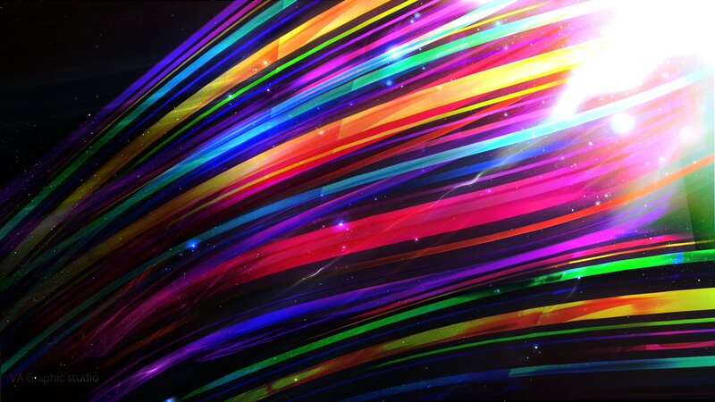 Colorful Light Streaks — Purple, Dynamic, Night, Digital Art