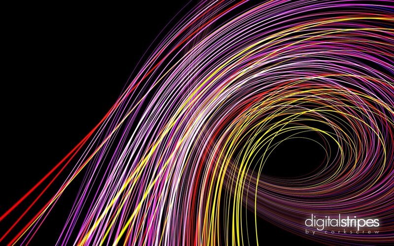 Colorful Light Streaks — Yellow, Dynamic, Abstract, Light Trails, Black Background, Purple