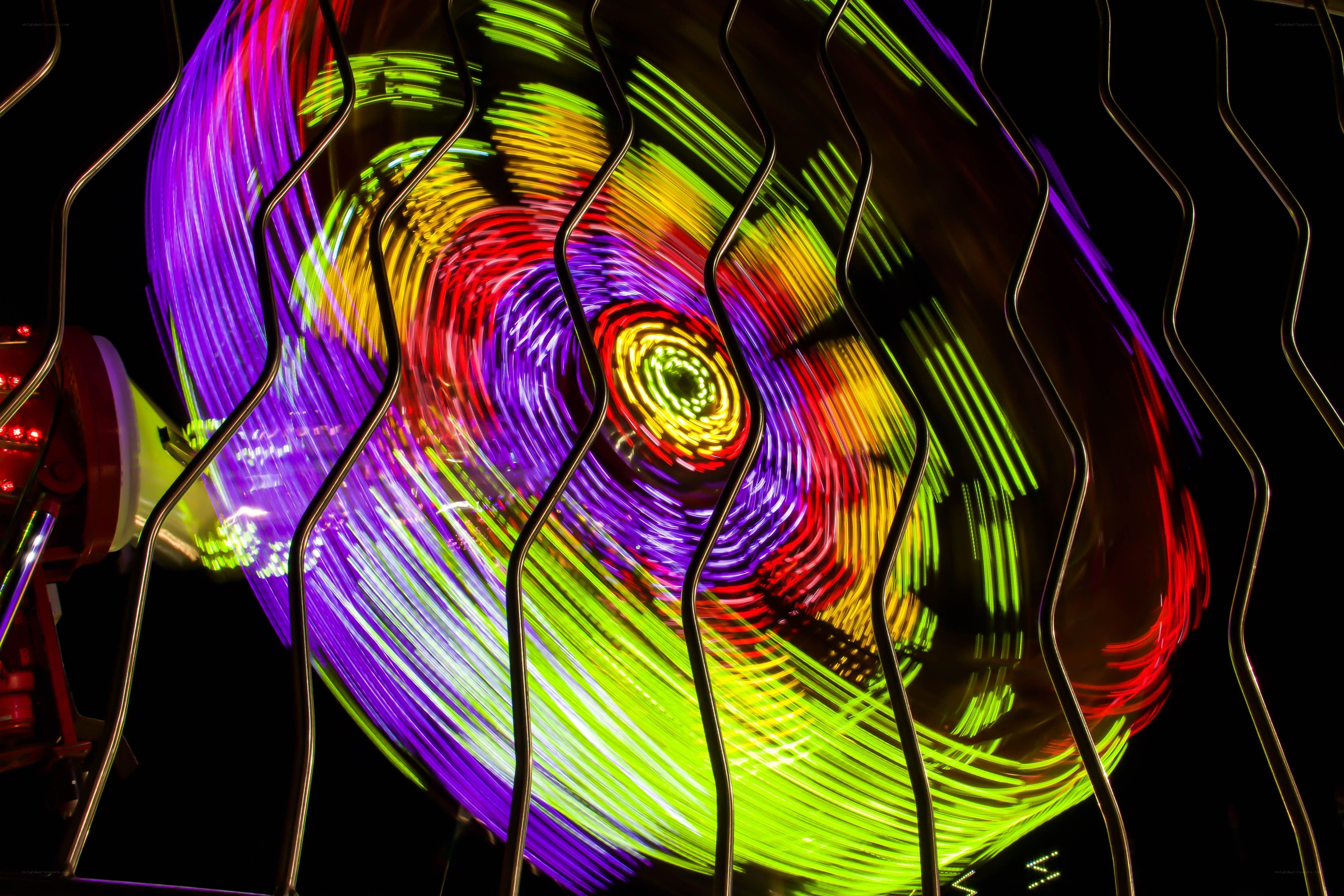 colorful light swirl at night