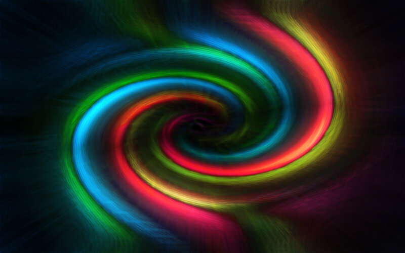 Colorful Light Swirl — Red, Dynamic, Abstract, Dark Background