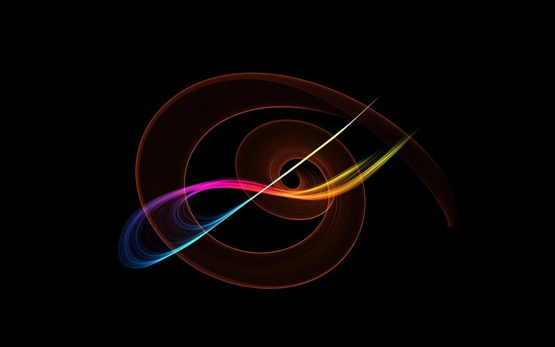 Colorful Light Swirls — Black, Dynamic, Abstract, Spiral