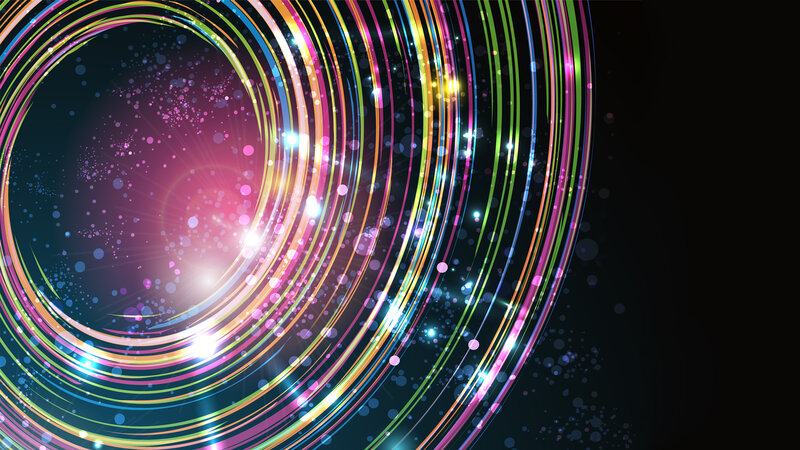 Colorful Light Swirls — Black, Dynamic, Digital Art