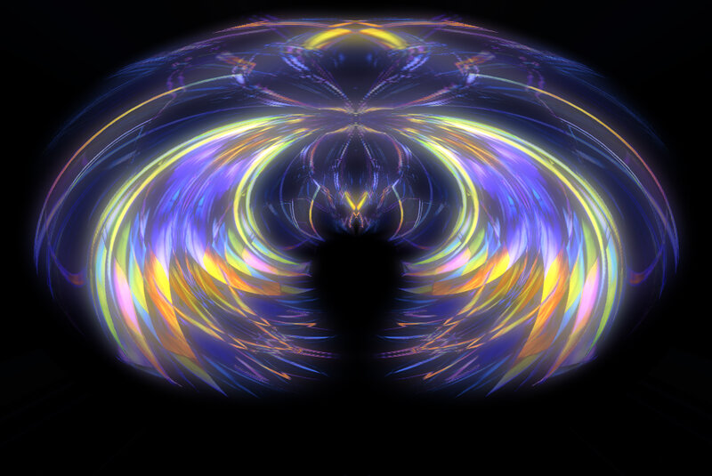 Colorful Light Swirls — Blue, Dynamic, Abstract, Light Trails, Dark Center