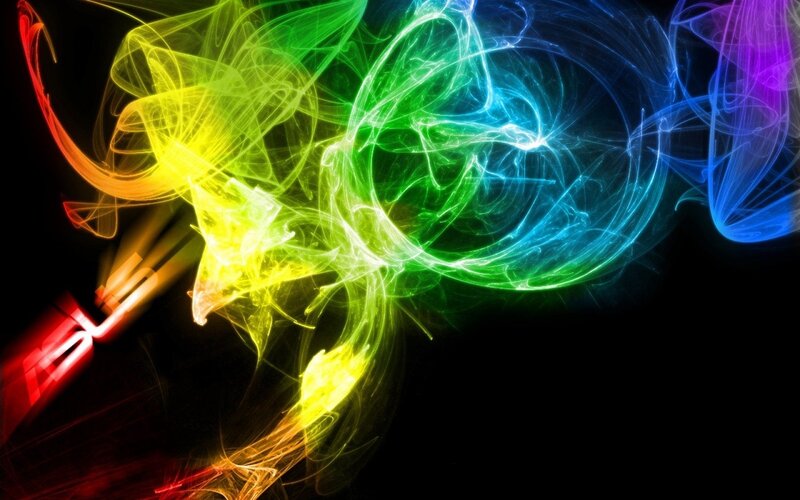 Colorful Light Swirls — Green, Dynamic, Abstract, Light Trails