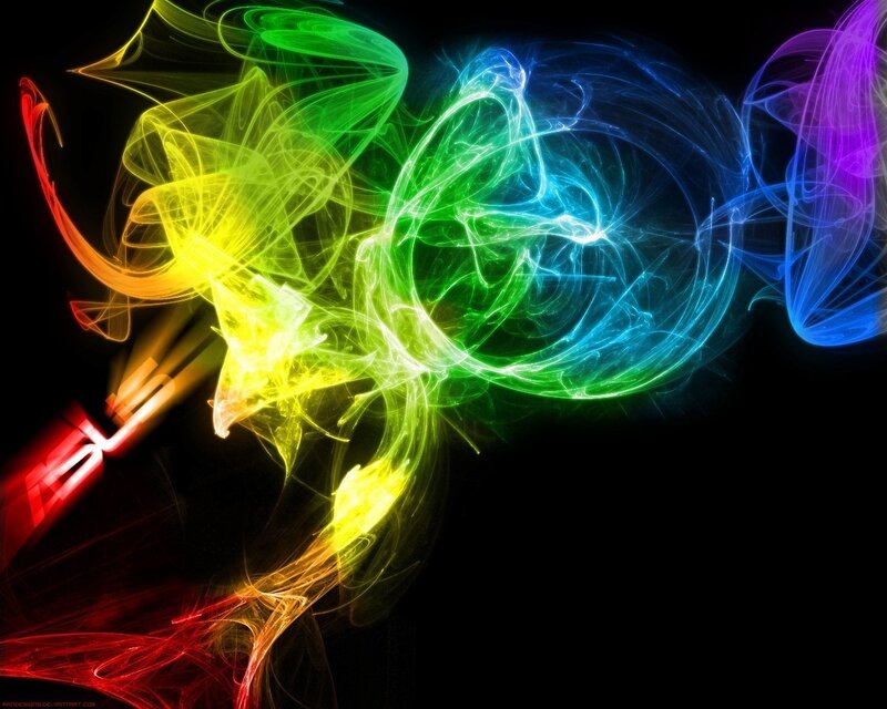 Colorful Light Swirls — Green, Dynamic, Digital Art