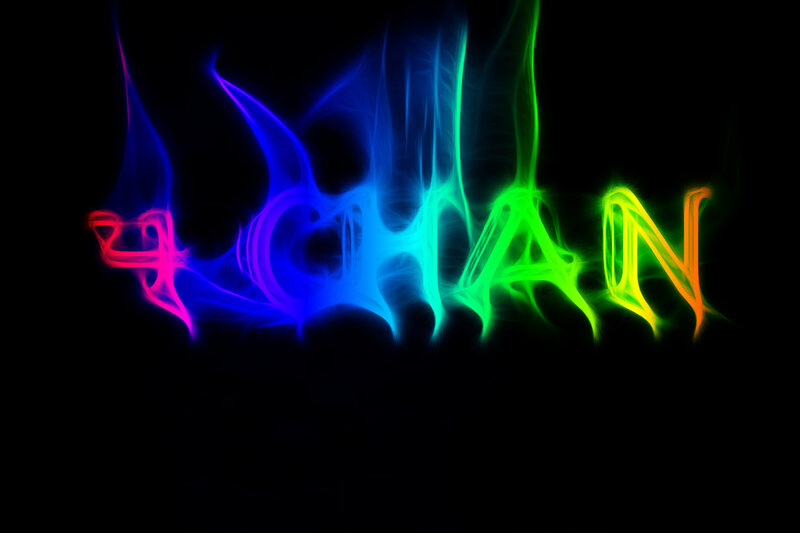 colorful light text art