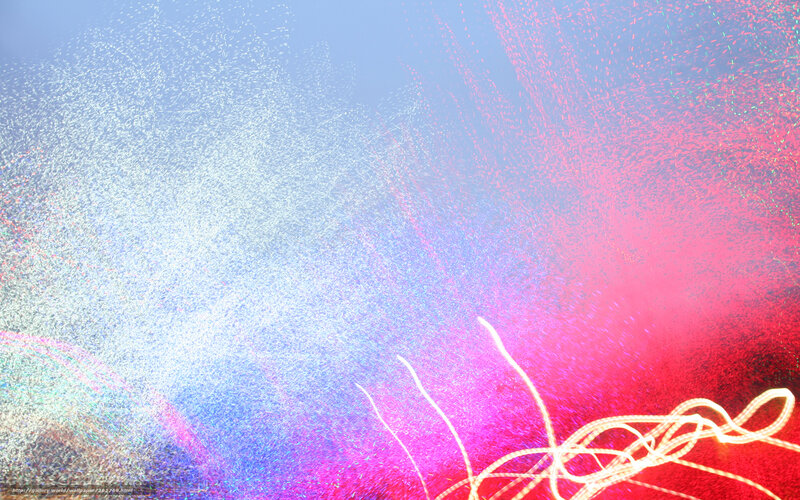 Colorful light trails and sparks