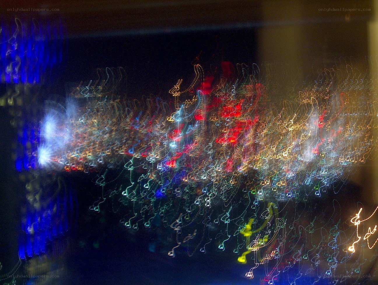 colorful light trails at night