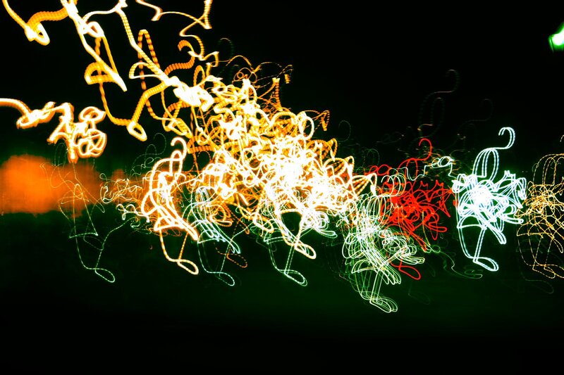 colorful light trails at night