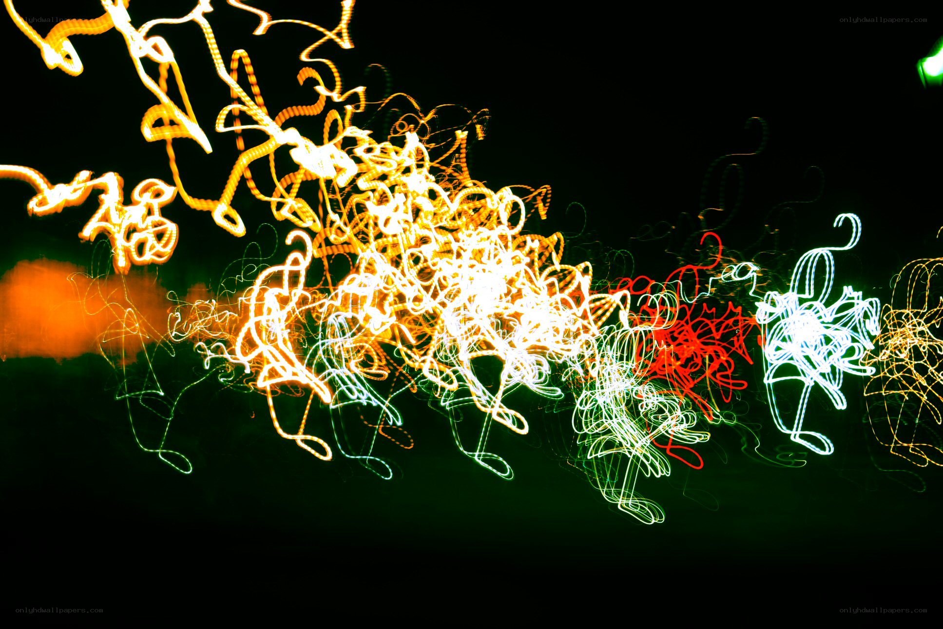 colorful light trails at night