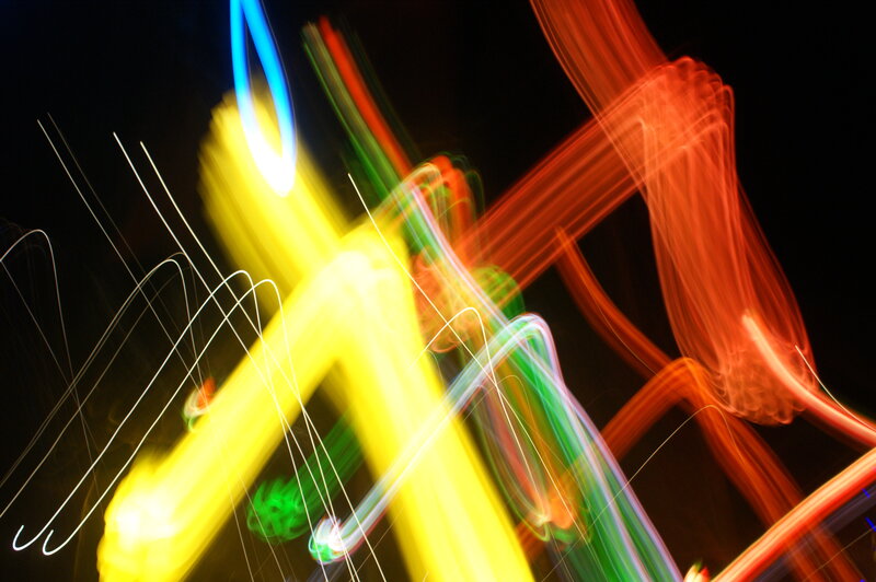 Colorful light trails at night
