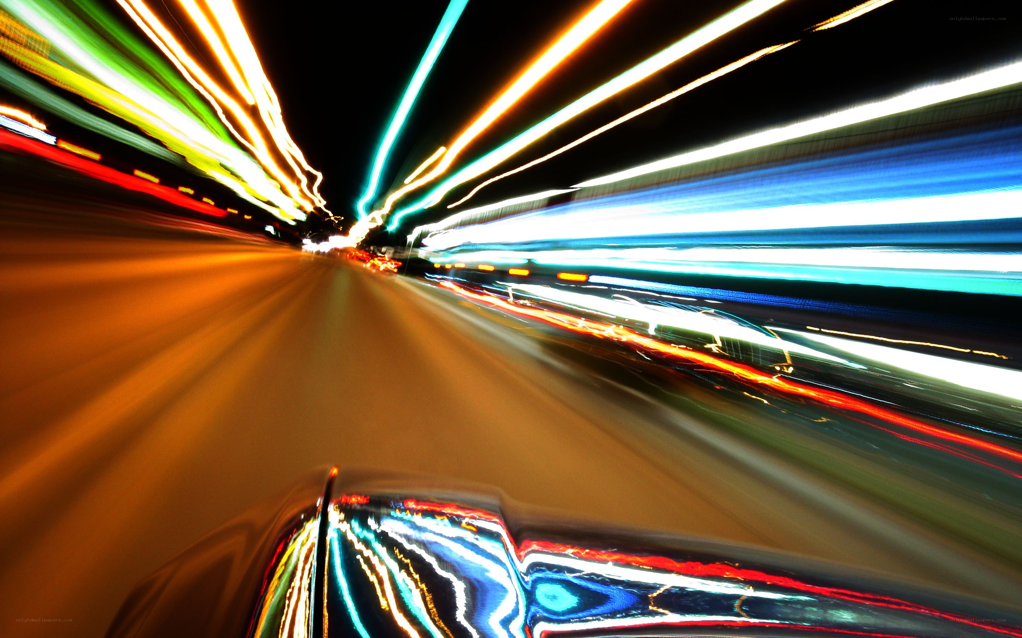 colorful light trails at night