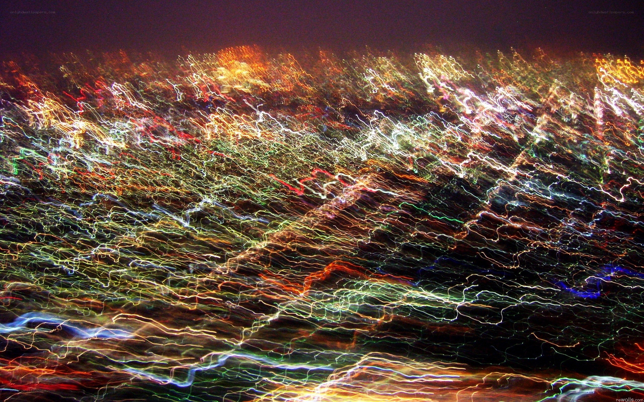 Colorful light trails at night
