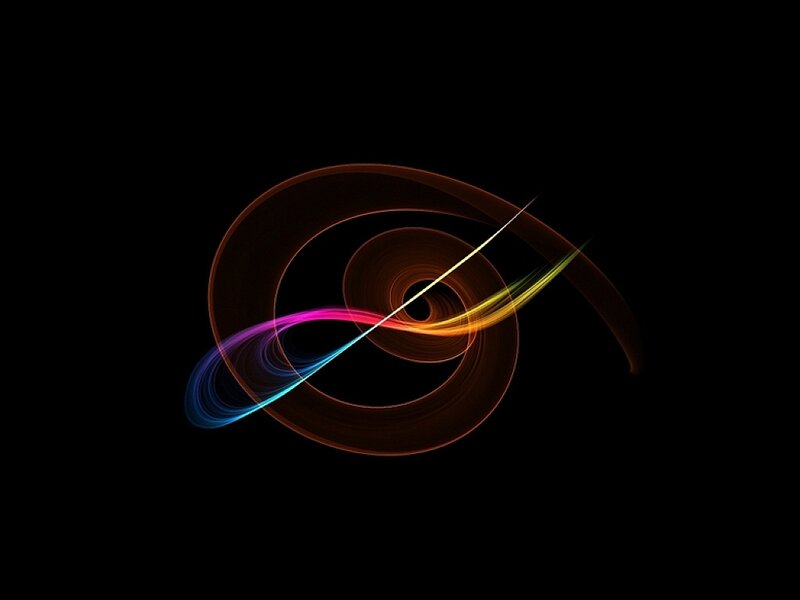 Colorful Light Trails — Black, Dynamic, Abstract, Spiral