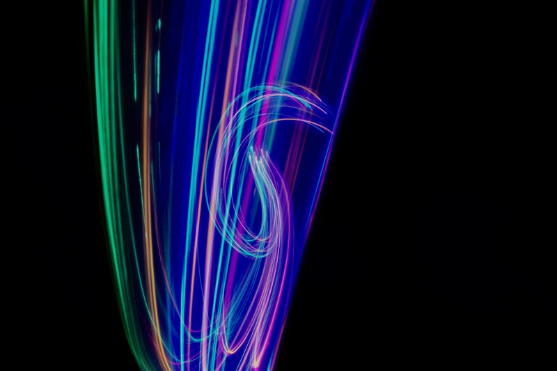 Colorful Light Trails — Blue, Dynamic, Night, Abstract, Darkness
