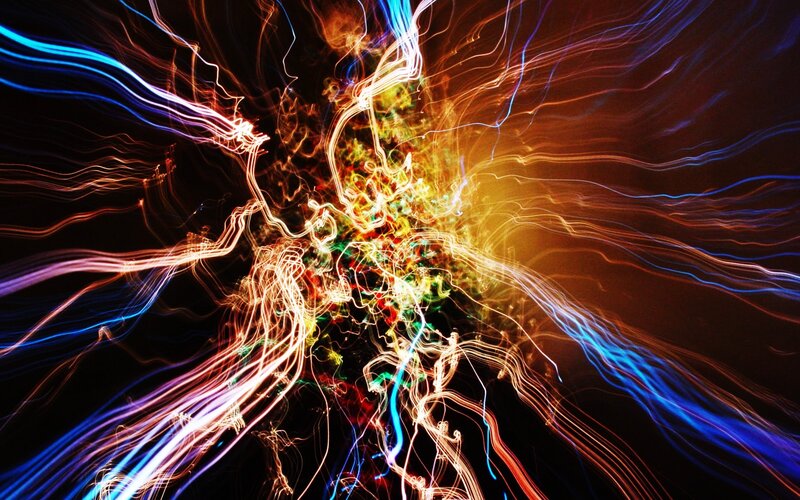 Colorful Light Trails — Blue, Dynamic, Night, Abstract, Lines