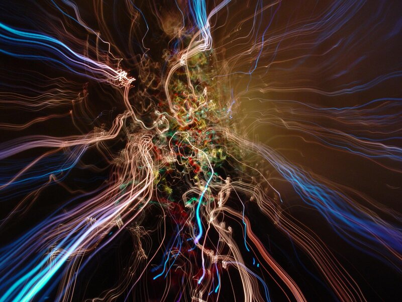 Colorful Light Trails — Blue, Dynamic, Night, Abstract, Motion, Darkness