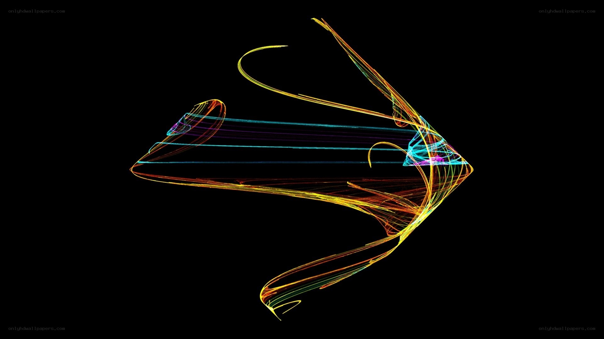 Colorful light trails forming an arrow