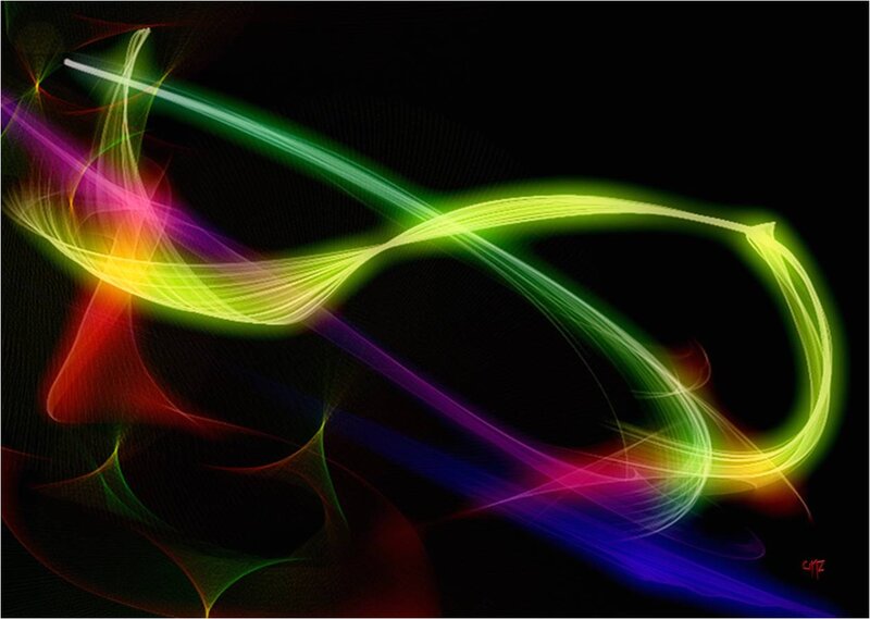 Colorful Light Trails — Green, Dynamic, Abstract, Curves