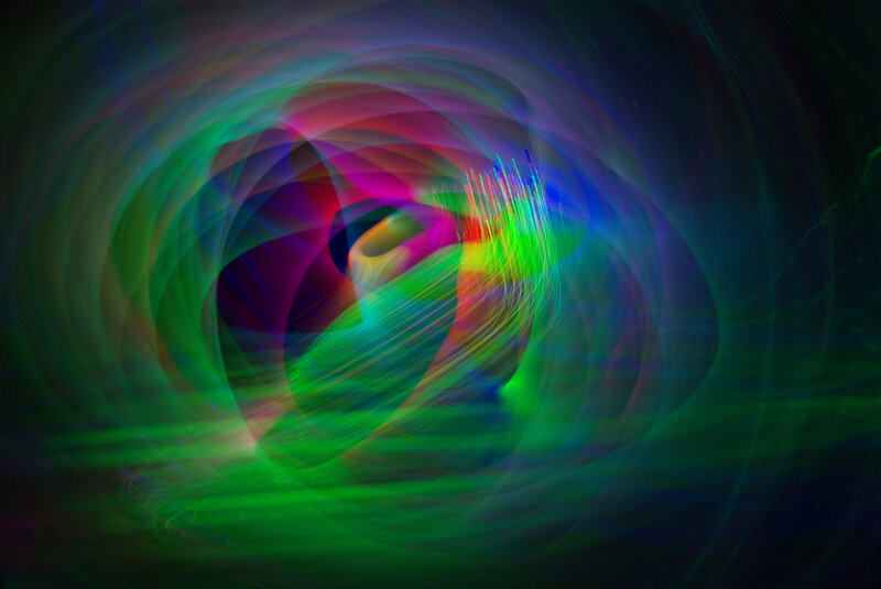 Colorful Light Trails — Green, Dynamic, Abstract, Motion, Tunnel