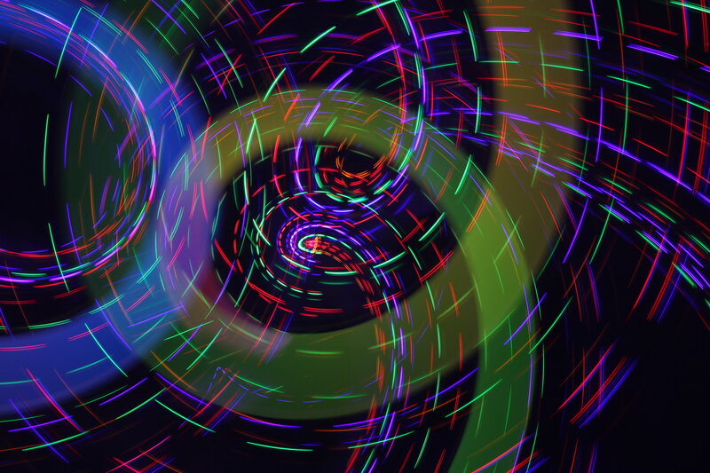 Colorful Light Trails — Green, Dynamic, Night, Abstract