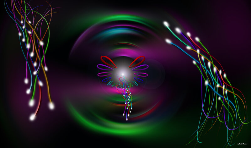 Colorful Light Trails — Green, Energetic, Digital Art