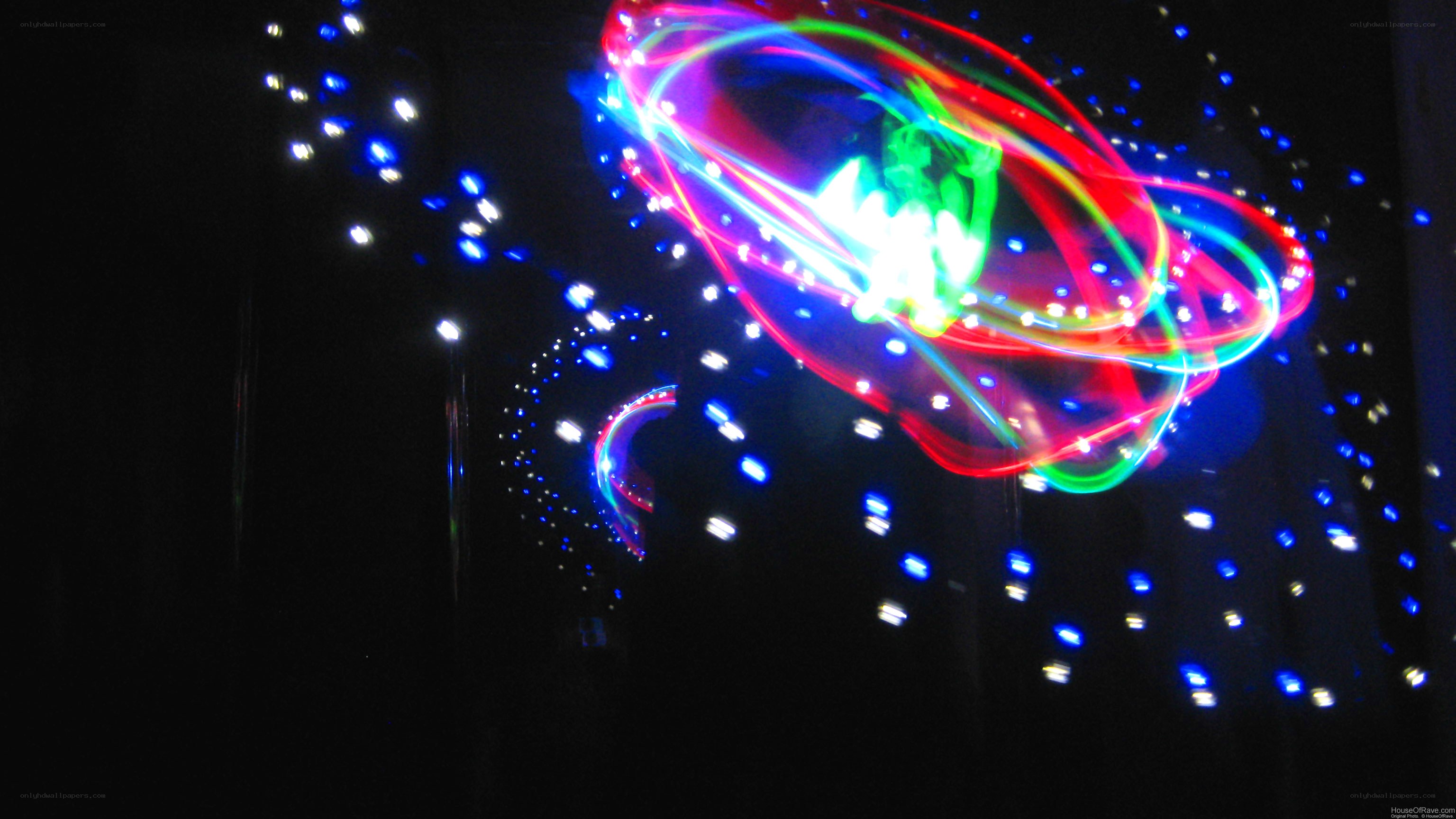Colorful light trails in dark space
